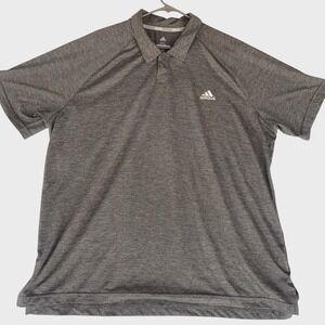 Adidas‎ Golf Shirt Adult 2XL Gray Short Sleeve Golfing Logo Active Outdoors Mens